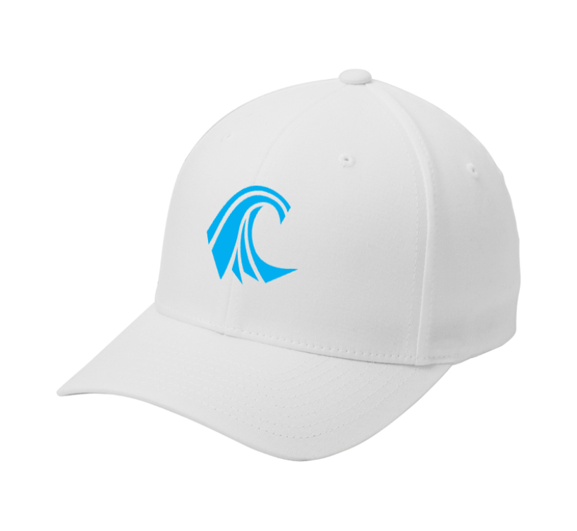 Nordic Storm Flex Fit Cap - White with Blue Wave