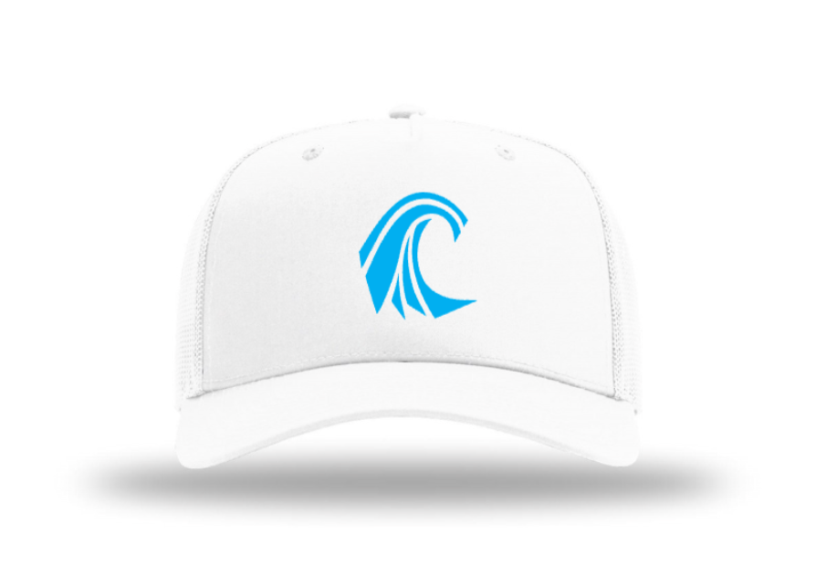 Nordic Storm Mesh Back Cap - White with Blue Wave