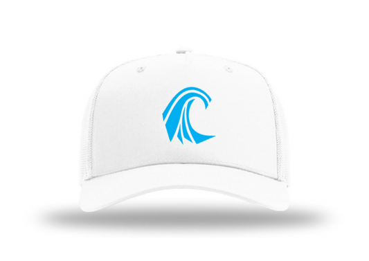 Nordic Storm Mesh Back Cap - White with Blue Wave